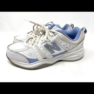 New Balance Womens 409 V2 WX409WL2 Lace Up White Blue Running Shoes Size 9.5 D